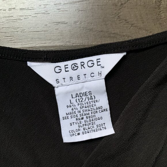 Classic Minimalist Y2k Black Sleeveless Wrap Top Shirt GEORGE Stretch Size L - Picture 4 of 5